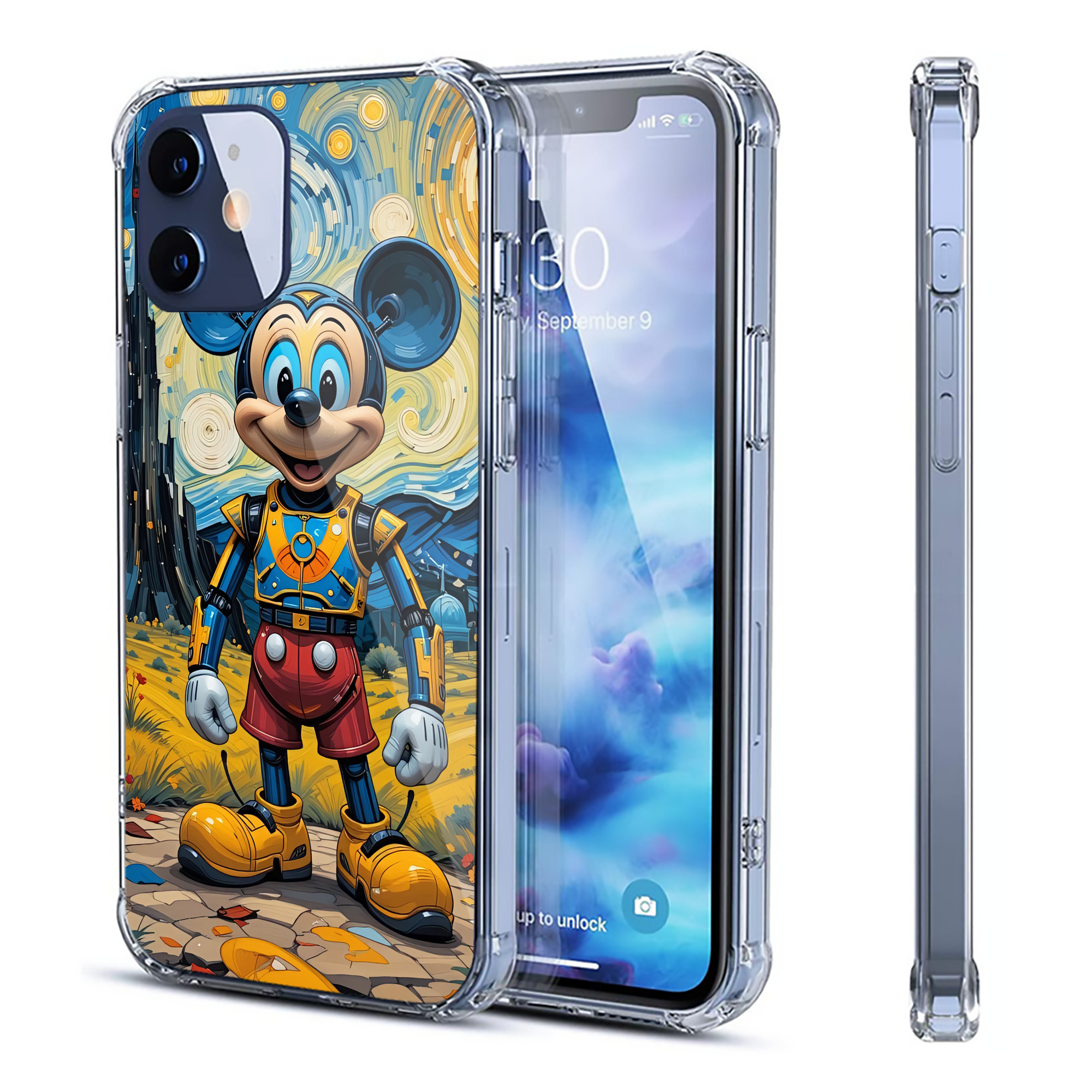 （画像用） ミッキーマウス Mickey Mouse 【iPhone 12シリーズ対応】透明スマホケース（クリアソフトケース）
